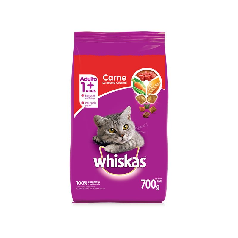 Alimento para gatos adultos sabor a carne 700g