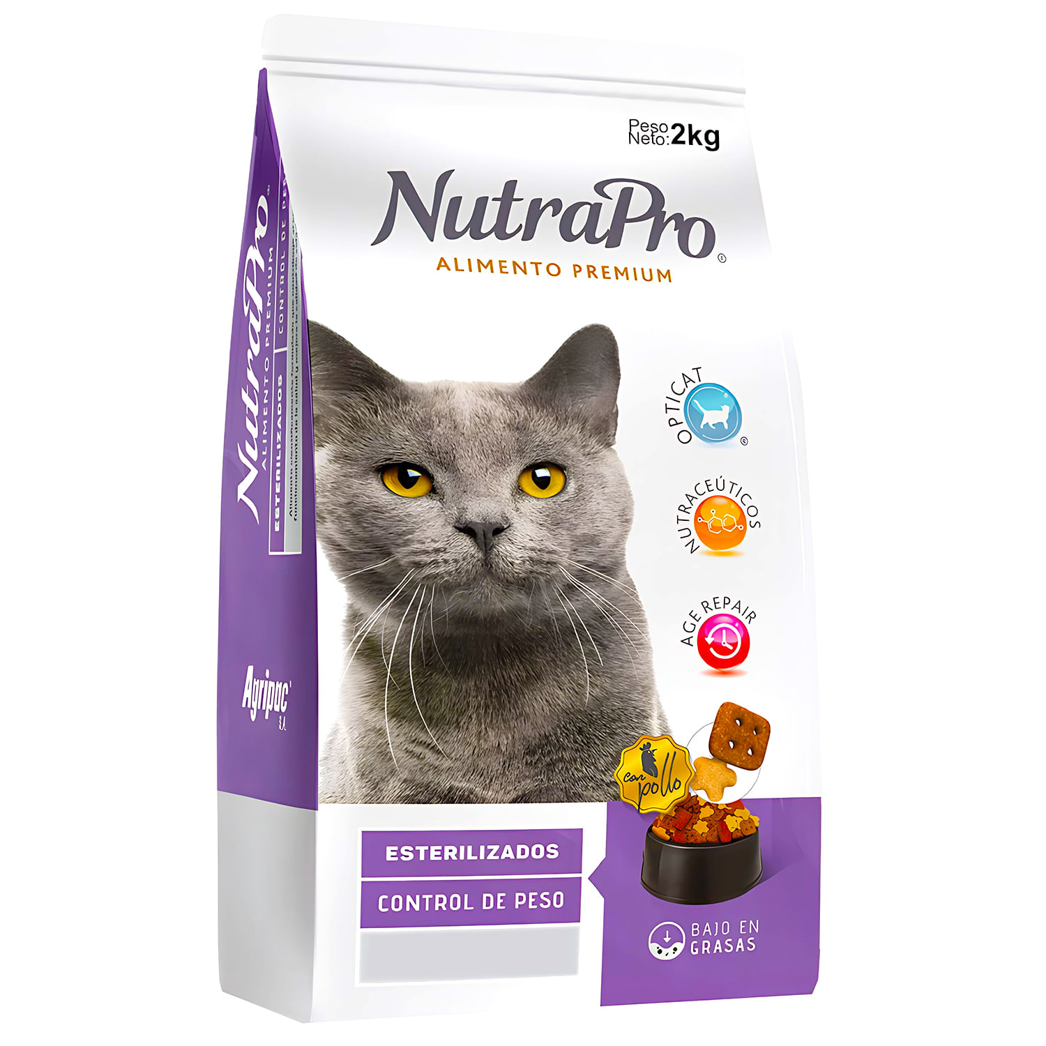 Alimento Premium Nutra Pro para gatos adultos esterilizados CONTROL PESO, 2 kg. | NUTRA PRO