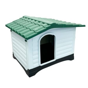 Casa para perro GRANDE plástica con techo tipo tejado y puerta a la izquierda. Ideal para perros medianos y grandes | DRM