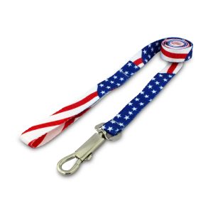 Correa para perro PATRIOTIC de nylon de 1.21 metros con diseño de la bandera de USA, y gancho metálico de seguridad | DUKES