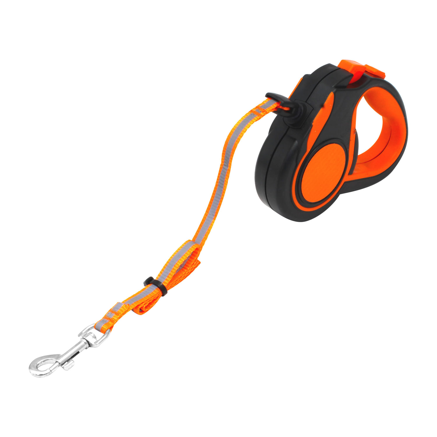 Correa retráctil para perros de 5 m con estuche y cinta reflectiva naranja. | DOGS COLLECTION