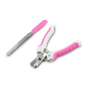 Cortauñas de mascotas plástico con mango ergonómico y bordes de corte afiladas, y lima metálica de 14 cm - DUKES