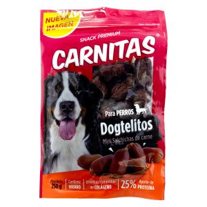 Dogtelitos "Carnitas", mini salchichas de carne para perros, 250 g. | MIMMA