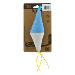 Juguete para gato alargado tipo trompo suave con cintas nylon de colores; y el interior con migajas de catnip | VANDER PET
