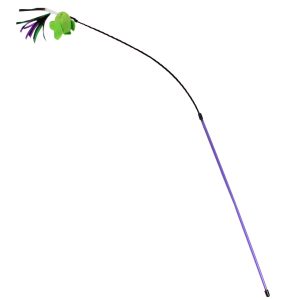 Juguete para gato tipo varita de 94 cm color violeta con juguete de felpa. - DUKES AND TINYS