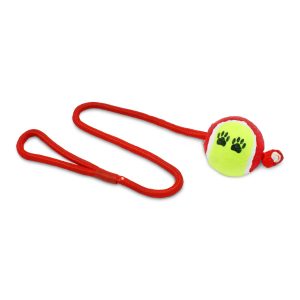 Juguete para perro de cuerda nylon con pelota de tenis. | DUKES