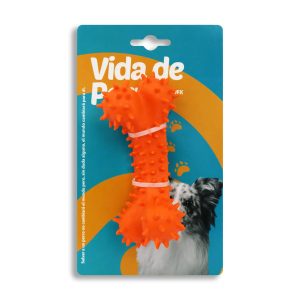 Juguete para perros elaborado en caucho natural semi rígido de 14 cm en forma de hueso con puntas suaves - VIDA DE PERRO