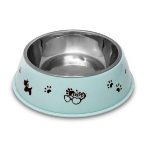 Plato para perro doble con plato de acero inoxidable y base plástica. | PUPPY & CO