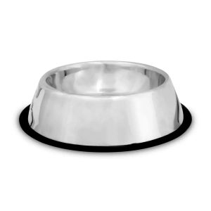Plato para perro metálico de 26 cm de diámetro grande. Incluye un anillo de caucho antideslizante. - DUKES