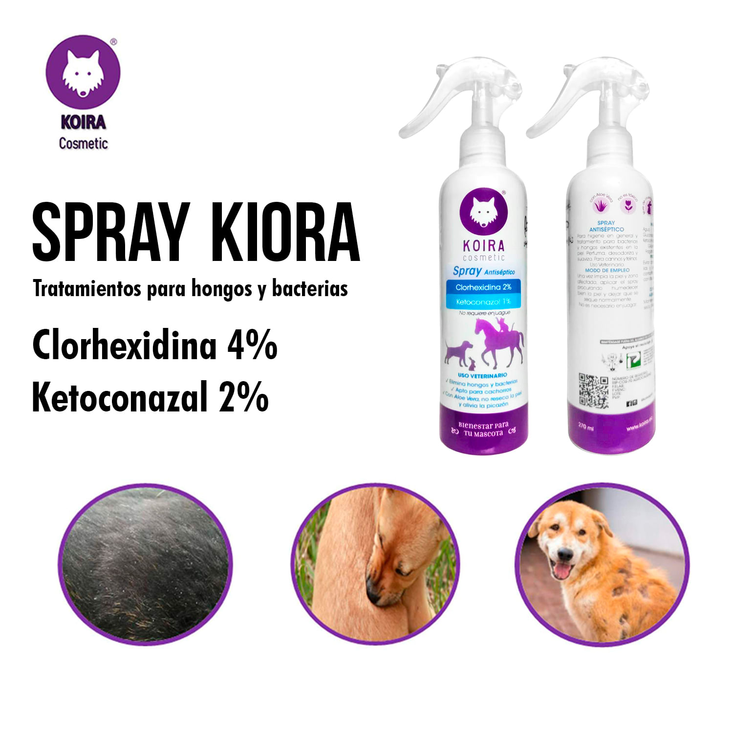 Spray con Clorhexida y Ketoconazol tratamiento hongos y bacterias - KIORA