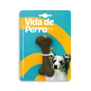 Juguete para perros elaborado en caucho natural semi rígido de 10 cm en forma de hueso - VIDA DE PERRO